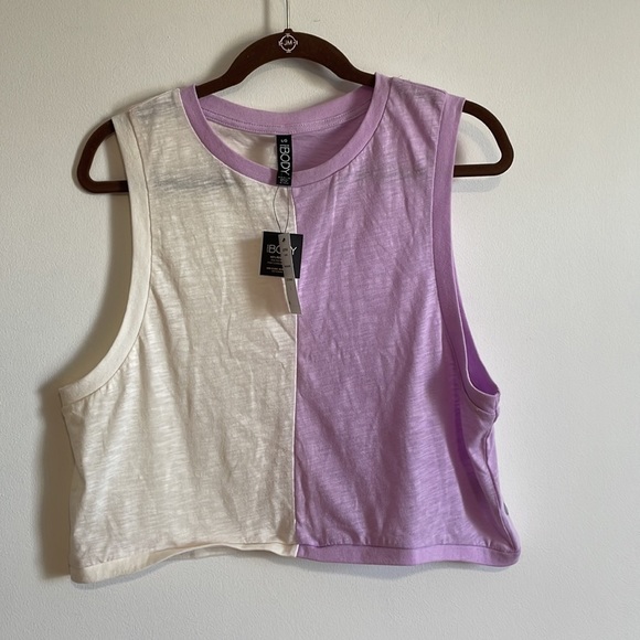 NEW Cotton On Body Tank Top Large Purple Orchid White Split Color Sleeveless - Picture 2 of 15
